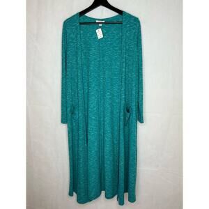 Lularoe Long Cardigan Sweater Women SZ SM Runs Lg Duster Comfy Heather Aqua